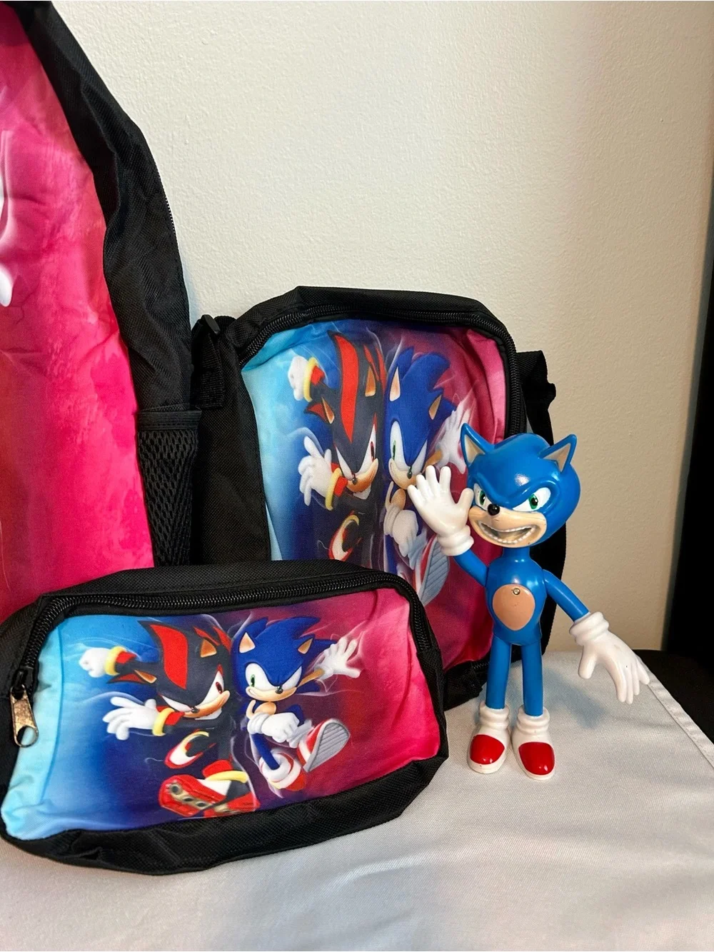 Sonic Themed Backpack Set in Blue and Pink